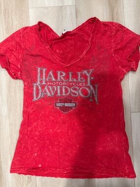 Harley-Davidson Red Short Sleeve V-Neck Tee